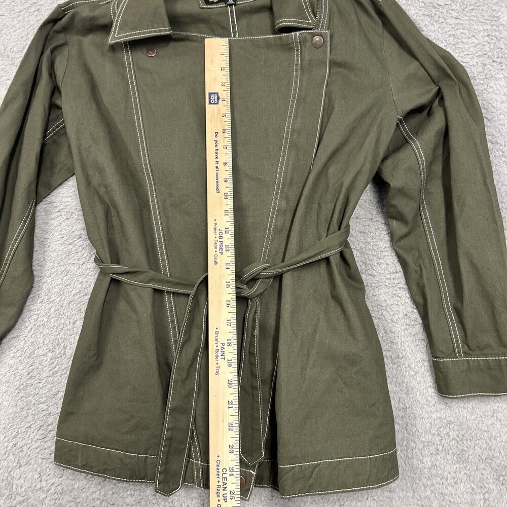 Suzanne Betro Denim Jacket Womens 2XL Olive Green Belted Coat Zip Up - Picture 14 of 16